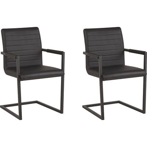 Conjunto de 2 sillas de conferencia en voladizo de piel sintética negro comedor sala de reuniones Buford