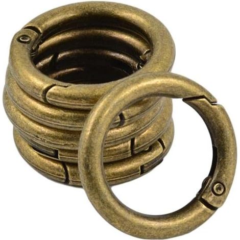 6 mousquetons ronds à ressort pour collier, bracelet, clé ou sac à main, bronze. (1/5)