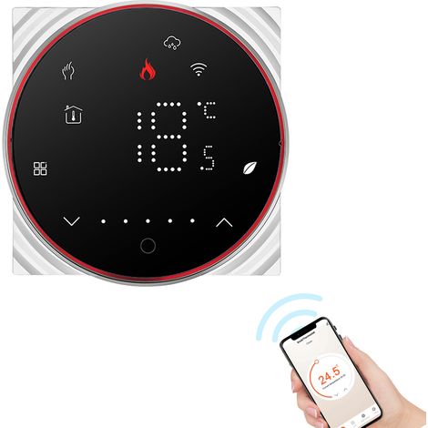 Thermostat WiFi intelligent, 5 A, commande vocale, pour chauffage sol ou eau, mural, avec éclairage à intensité variable et couleur personnalisable (1/5)