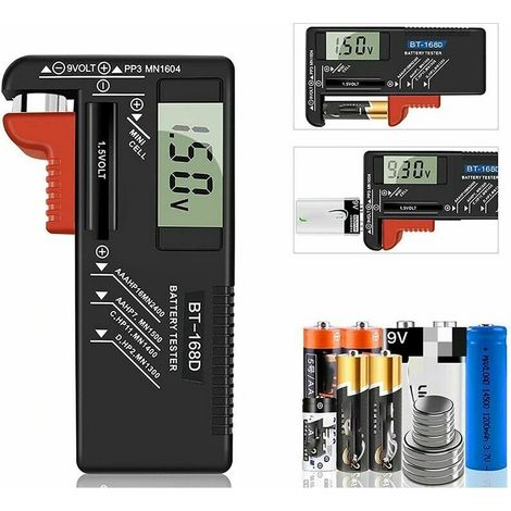 Testeur de Piles numérique,Testeur de Piles Universel,Batterie Testeur,pour AA, AAA, C, D, PP3, 9V, 1.5V, Piles Bouton - Fonctionne sans Pile