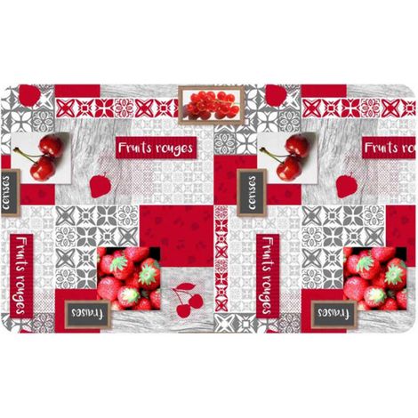 Tapis Déco Imprimé "Fraisia" 45x75cm Rouge (1/2)