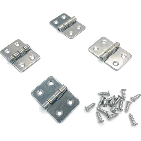 Lot de 4 charnières robustes en acier inoxydable 304 avec joints en cuivre, trous fraisés, 40 x 60 x 2 mm, pour armoires industrielles et ménagères, avec vis en acier inoxydable (1/5)