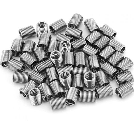 Pack of 50 wrapped threaded inserts in 304 stainless steel, M6 x 1.0 x 2.5 D repair screw kit, Helicoil type threaded inserts (1/5)