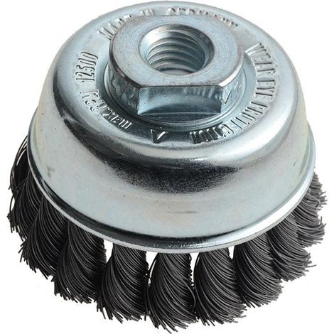Lessmann 65mm M14 Knot Cup Brush 0.35 Steel Wire Max 12,500 RPM