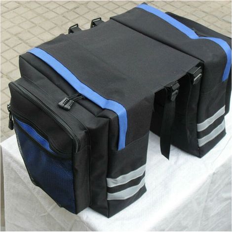 Sacoche double vélo porte bagage arrière bleue - HAWUJ - Imperméable, haute capacité, outdoor (1/4)