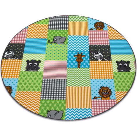 Teppich für Kinder ZOO Kreis Tiere  multicolour rund 100 cm