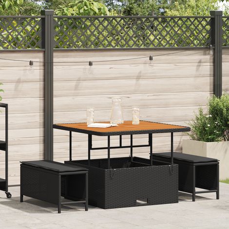 Garten Essgruppe Schwarz Poly Rattan vidaXL (1/5)
