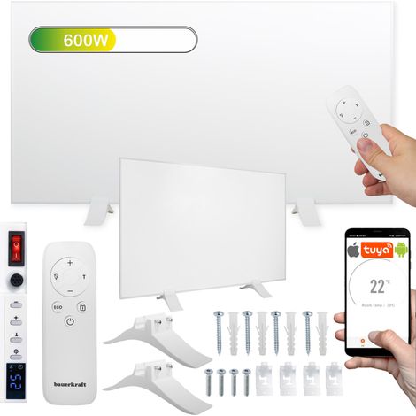 Calefactor infrarrojo, panel calefactor, IR 600W WIFI, 60x100 cm blanco