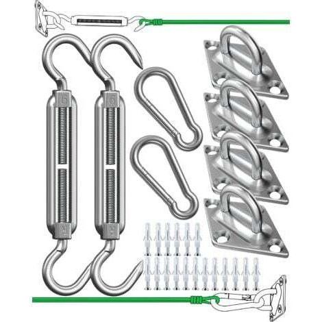 Kit de fixation Voile d'ombrage pour Triangle, Carré & Rectangle, Heavy Duty antirouille Soleil Voile D'ombrage - 304 Inoxydable Voile d'Ombrage (1/5)