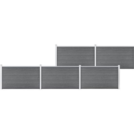 Clôture de jardin Brise vue Panneau de clôture WPC 872x106 cm Gris 69879 (1/5)