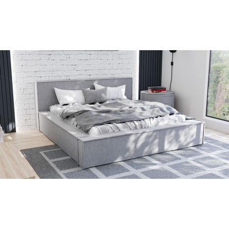 Polsterbett Doppelbett ALDANA 120x200cm Komplettset in Stoff Freya Grau