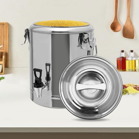 Barile di latte in acciaio inox da 20 l con rubinetti – sigillato barile di vino barile olio barile di fermentazione, utilizzato per latte, olio, vino, zuppa di stoccaggio e distribuzione