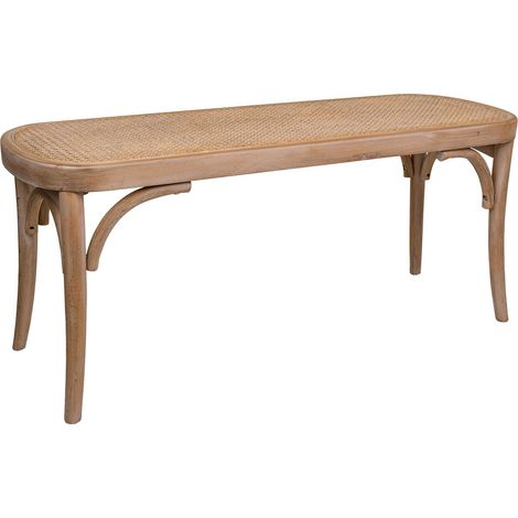 Banqueta de madera y rejilla marrón 110x37x47