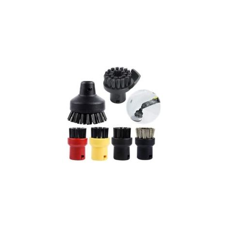 Set mit 6 Rundbürsten für Kärcher Dampfreiniger SC1, SC2, SC3, SC4, SC5, SC7 und CTK10. Dampfreinigungsbürsten-Set: 2 große Rundbürstenköpfe + 4 kleine Rundbürstenköpfe – Crezuo (1/4)