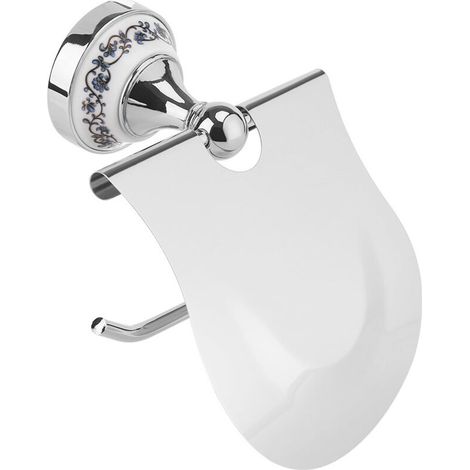 Wandmontierter Toilettenpapierhalter, polierte Oberfläche, mit Rollenabdeckung (silberfarben) (1/5)