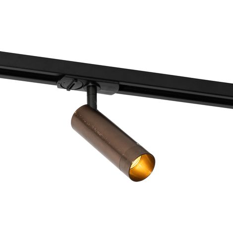 QAZQA jeana luxe - Système de rail spot luminaire plafond, plafonnier compatible pour led - 1 lumière - Ø 4 cm - Bronze - Moderne - éclairage intérieur - Salon I Chambre I Cuisine I Salle à manger