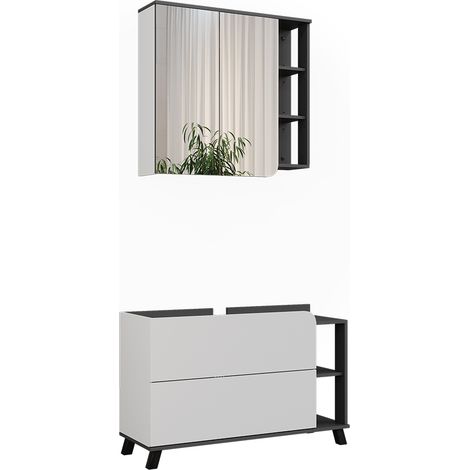 Conjunto de muebles de baño Karen, Antracita/blanco, 2 partes, Vicco
