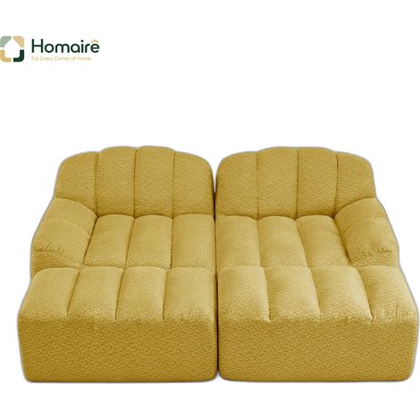 Canapé modulable en polaire jaune avec accoudoirs 210 x 165 x 79 cm HOMAIRE (1/5)