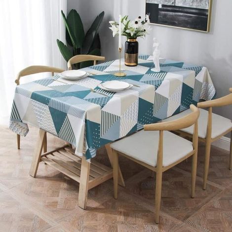 Nappe PVC Géométrique Bleu Rectangulaire 120x180cm - (1/5)