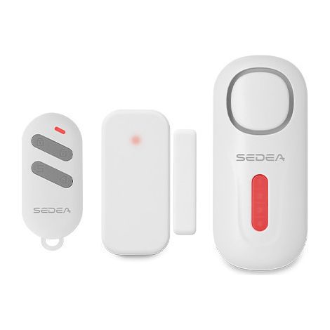 Mini-alarme sans fil 105 dB – Sirène intégrée – Installation rapide sans câbles – Détecteur d'ouverture inclus – Sedea
