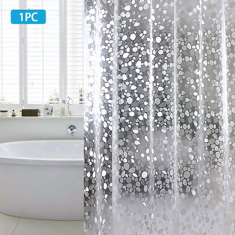 Nannigr Rideau de Douche Anti-moisissure 180 x 180 cm EVA Imperméable avec 12 Anneaux et Poids inférieur Magnétique, Rideau de Bain Semi-Transparent , Motif Pierres 3D, pour Baignoire (1/5)
