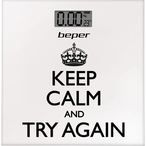 BEPER 40.821 Bilancia Pesapersone Keep Calm, Bilancia Digitale, Ultrasottile, Batteria inclusa, Bianca (1/5)