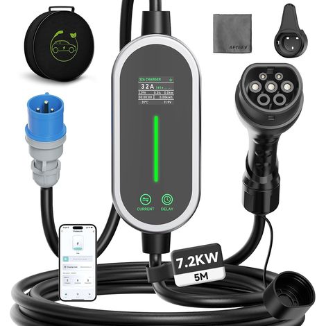 Electric Car Charger 7.2kW, Mobile Wallbox 1 Phase/6-32A/5M (1/5)
