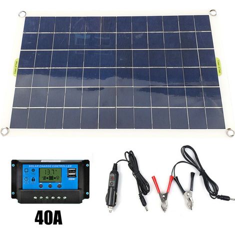 Panneau solaire monocristallin en silicium 50 W 12 V/5 V avec chargeur solaire USB à double sortie et contrôleur de charge solaire 10/20/30 A/40 A/50 A (1/3)