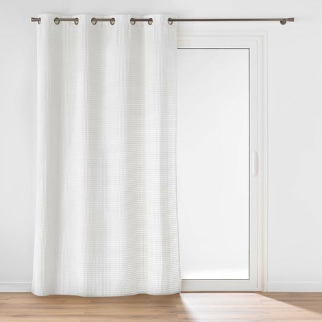 RIDEAU À ŒILLETS 140 x 260 CM – VELOURS RELIEF SWING BLANC (1/3)