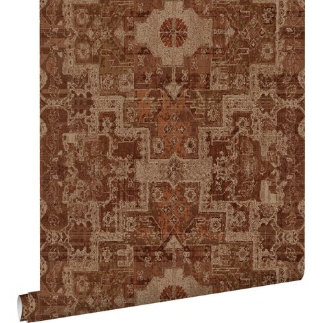 papier peint tapis patchwork kilim oriental chameau - ESTAhome (1/5)