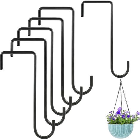 Set mit 6 robusten Zaunhaken aus Edelstahl, schwarz beschichtet, 15,4 x 5,2 cm, Tragkraft bis zu 9 kg – Ideal für den Innen- und Außenbereich, für Werkzeuge (1/5)