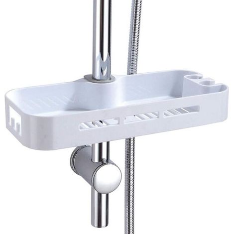 Étagère de Rangement pour Douche Étagère de Rail de Douche pour Salle de Bain avec 2 Crochets pour Organisateur de Salle de Bain pour shampooing Adapte Le Rail de 2325 mm sans perceuse PHASAT… (1/4)