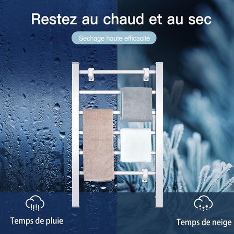 Serviettes chaudes et sèches - sèche-serviettes électrique 6 barres, sur pied ou mural, pour serviettes et vêtements (1/5)