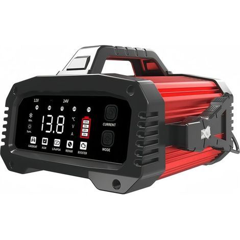 25-A-Autobatterieladegerät für 12-V-/24-V-Lithiumbatterien. Mit automatischer Reparaturfunktion, LCD-Display und Starthilfe in 200 Sekunden. Kompatibel mit Pkw, Motorrädern, Lkw, LiFePO4- und AGM-Batt