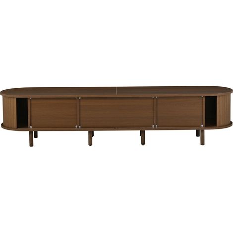 Meuble tv 180 x 40 x 40 cm meuble de salon à rangement fermé porte à enrouleur et porte rabattable structure en mdf finition noyer (1/5)