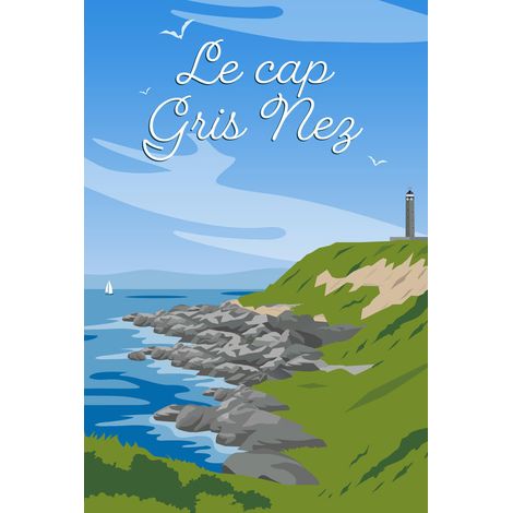 Tableau sur toile illustration cap Gris Nez 45x65 cm - Impression sur Toile Murale Décorative - Image imprimée en HD sur Toile - Toile sur Châssis en Bois FSC - Fabriqué en France (1/5)