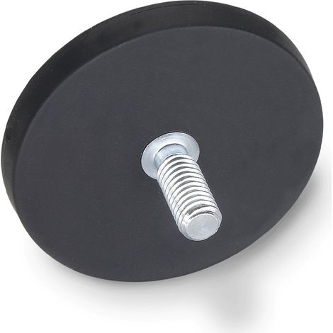 Ganter Norm elementi – Halte Magnete con gambo filettato e rivestimento in gomma, 2 pezzi, nero, GN 51.3-22 ND SW (1/4)