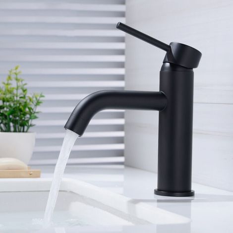 BEBUSINGOTO Robinet Salle de Bain Noir, Mitigeur de Lavabo Vasque en Laiton, Mitigeur Salle de Bain Pivotant à 360°, Anti-éclaboussures (1/4)