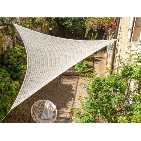 Ombrière macramé en polycoton triangulaire, fait main, 3,6 m - Jardiline