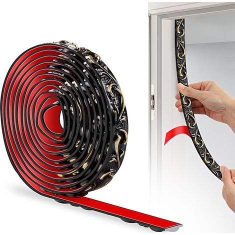 Bande Décorative en PVC, 30cm×2 cm, Bordure de Papier Peint 3D, Frise Murale Adhesive, Convient our les Linteaux, les Plinthes, les Armoires, les Revêtements Muraux(Or Noir) (1/5)