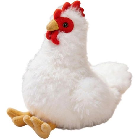 Peluche a forma di pollo, cuscino decorativo realistico e giocattolo coccoloso, giocattolo educativo, 27 cm, singolo (1/5)