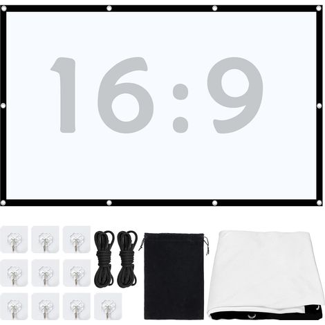 Écran de Projection Portable Pliable Extérieur 100 Pouces Plus Épais et Anti-Lumière 16:9 avec Sac de Transport pour Cinéma à Domicile Bureau Réunions Scolaires et Camping en Plein Air (1/5)