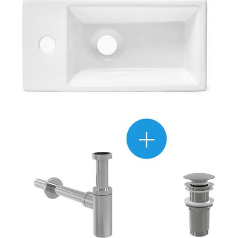 Swiss Aqua Technologies Gruppo lavabo sospeso foro rubinetto 40,5x20,5, piletta sifone click-clack SATBRE4020SL-SET