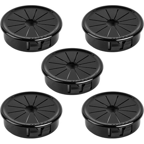 Lot de 5 œillets de câble de 38 mm Œillets de bureau à boucle noire pour la gestion des câbles et cordons (1/5)