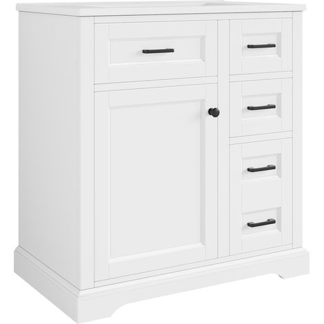 Mueble de baño con lavabo cerámico integrado 76 x 47 x 82 cm de suelo MDF lacado blanco HOMVRA (1/5)