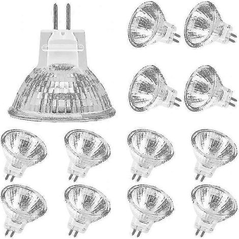 Ampoules halogènes MR11 (lot de 12), lampe halogène GU4 12 V 20 W, ampoule MR11 GU4 à intensité variable avec couvercle en verre pour plafonnier KNZ (1/5)