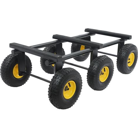 Chariot de déménagement robuste, capacité de charge de 1200 lbs, pneus gonflables, noir (1/2)
