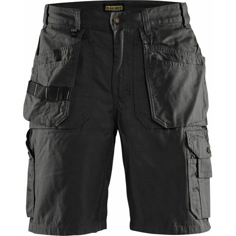 Blaklader – Short artisan 1534 noir – 100 % coton – Poches flottantes renforcées – Boucle porte-marteau – Poche pour mètre pliant (1/8)