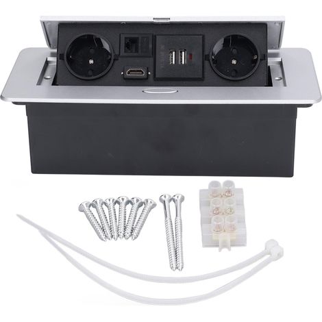 Prise de bureau 16A multiprise connectique table boîtier double USB norme UE AC 250V sans soudure pour bureau (1/5)