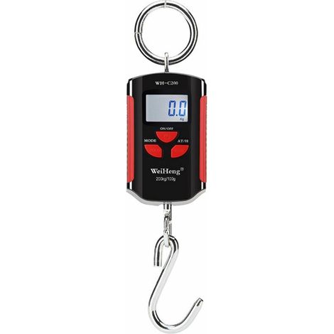 Balance de grue électronique portable, balance à bagages, plage de mesure précise 200 kg/100 g crochet en acier inoxydable audacieux, cadre rouge - cadre rouge (1/5)